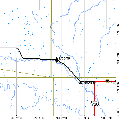 Zip code 67651 close-up map