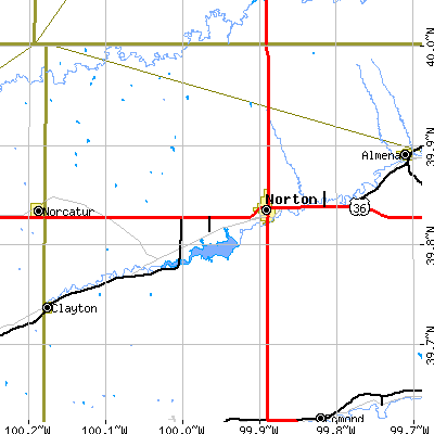 Zip code 67654 close-up map