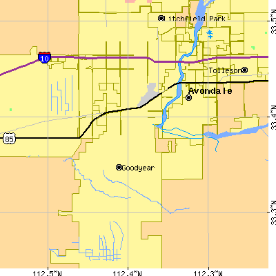 Zip code 85338 close-up map