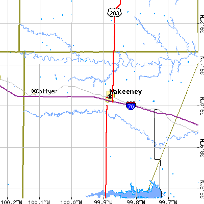 Zip code 67672 close-up map