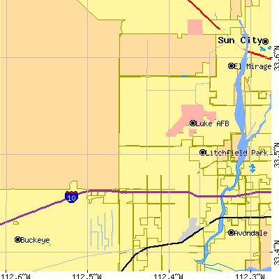 Zip code 85340 close-up map