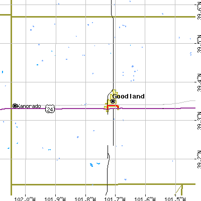 Zip code 67735 close-up map