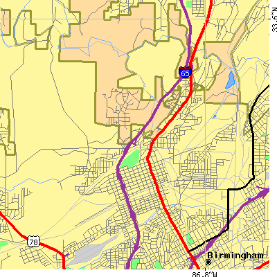 Zip code 35207 close-up map