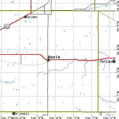 Zip code 67740 close-up map
