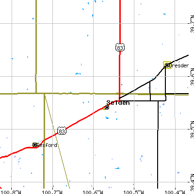 Zip code 67757 close-up map