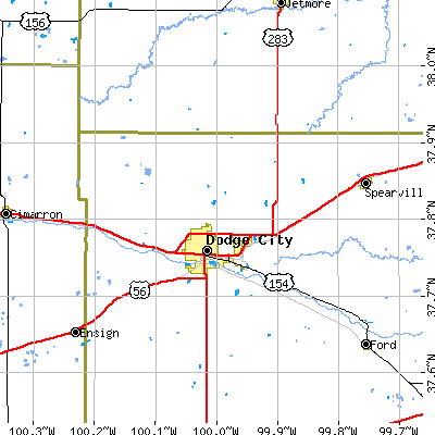 Zip code 67801 close-up map