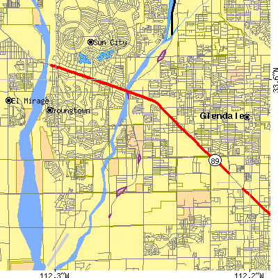 Zip code 85345 close-up map