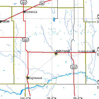 Zip code 67831 close-up map