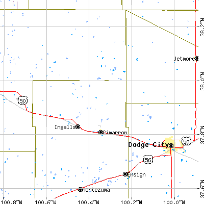 Zip code 67835 close-up map