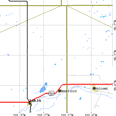 Zip code 67838 close-up map