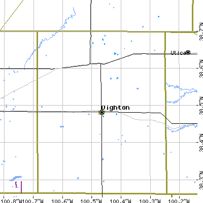 Zip code 67839 close-up map