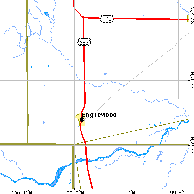 Zip code 67840 close-up map