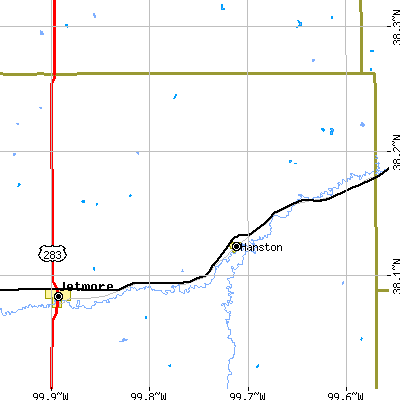 Zip code 67849 close-up map