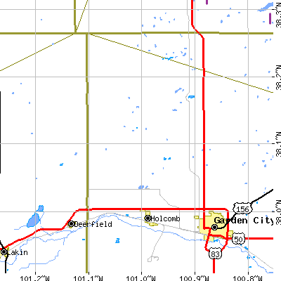Zip code 67851 close-up map