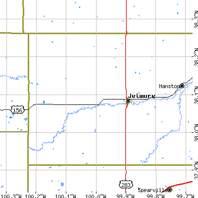 Zip code 67854 close-up map