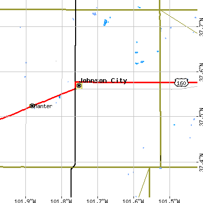 Zip code 67855 close-up map