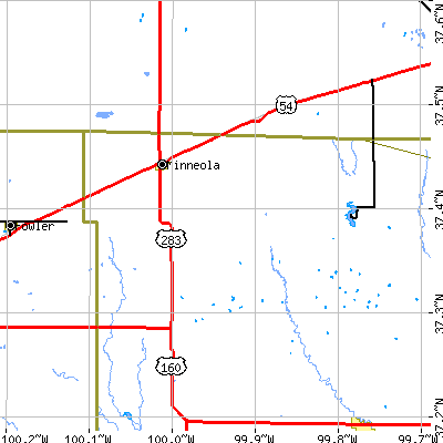 Zip code 67865 close-up map