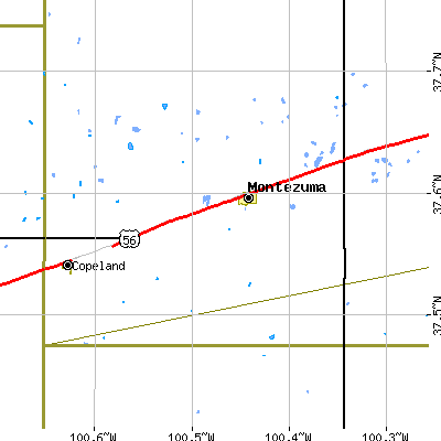 Zip code 67867 close-up map