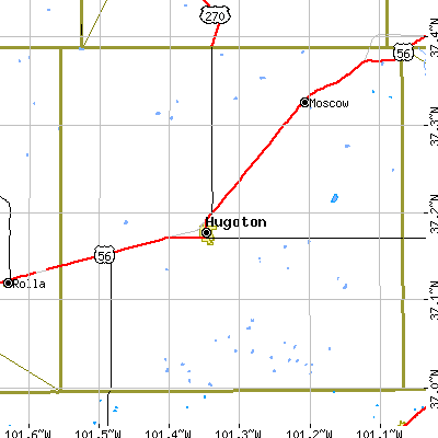 Zip code 67951 close-up map