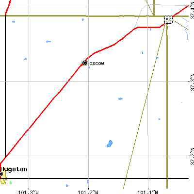 Zip code 67952 close-up map