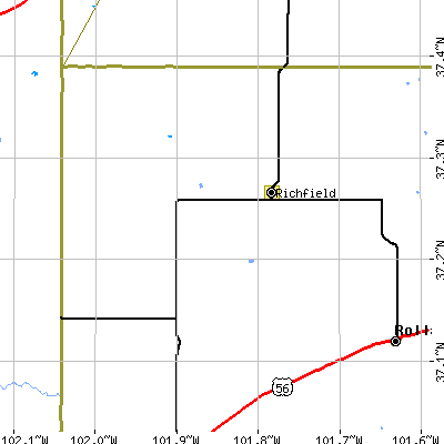 Zip code 67953 close-up map