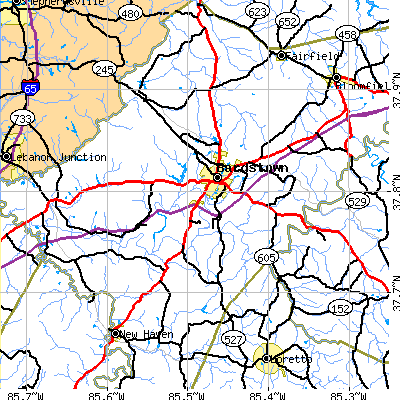 Zip code 40004 close-up map