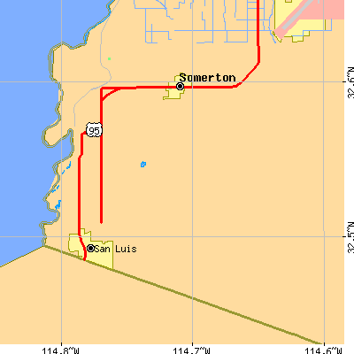 Zip code 85350 close-up map