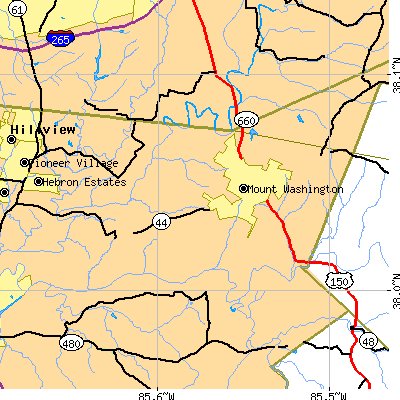 Zip code 40047 close-up map