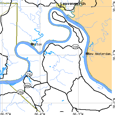 Zip code 40104 close-up map