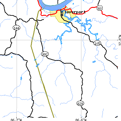 Zip code 40111 close-up map