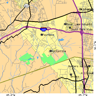 Zip code 40118 close-up map