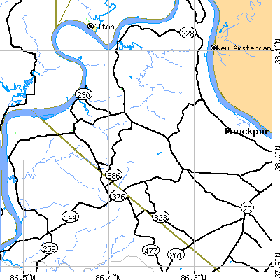 Zip code 40157 close-up map