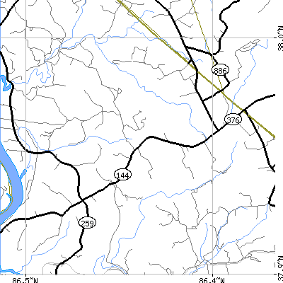 Zip code 40171 close-up map