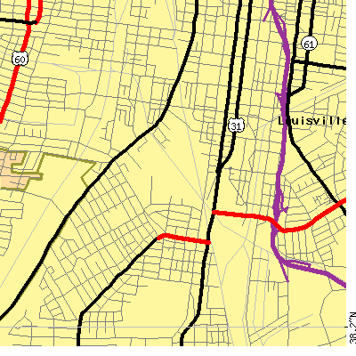 Zip code 40208 close-up map