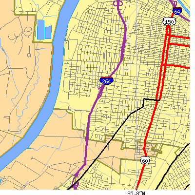 Zip code 40211 close-up map