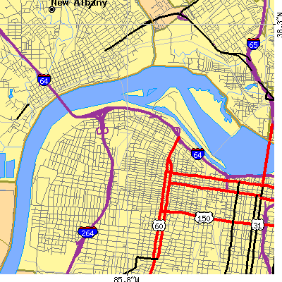 Zip code 40212 close-up map