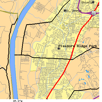 Zip code 40258 close-up map