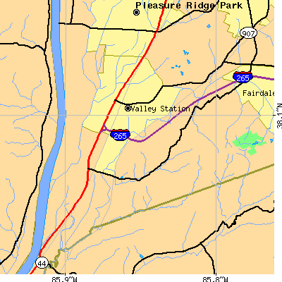 Zip code 40272 close-up map