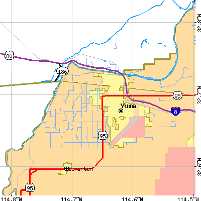 Zip code 85364 close-up map