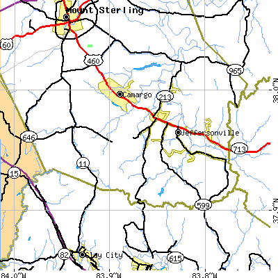 Zip code 40337 close-up map