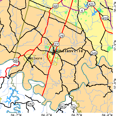 Zip code 40356 close-up map