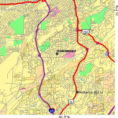 Zip code 35209 close-up map