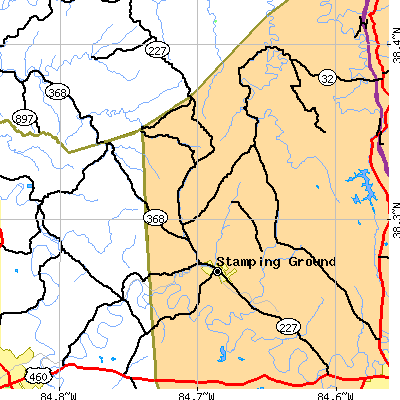Zip code 40379 close-up map