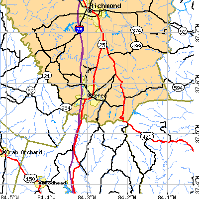 Zip code 40403 close-up map