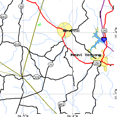 Zip code 40409 close-up map