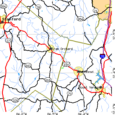 Zip code 40419 close-up map