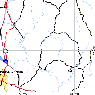 Zip code 40460 close-up map