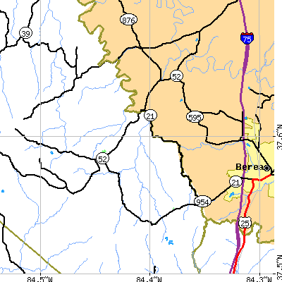 Zip code 40461 close-up map