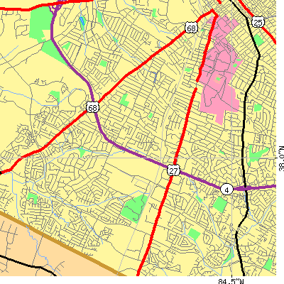 Zip code 40503 close-up map