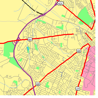Zip code 40504 close-up map